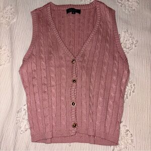 Pink Cable Knit Sweater Vest